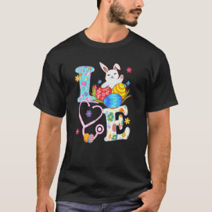 Camiseta Enfermeira Bunny Stethoscope Scrub Outfits Happy E