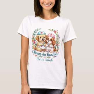 Camiseta Enfermeira Cachorrinho Fofo Pawsitive Aquarela Per