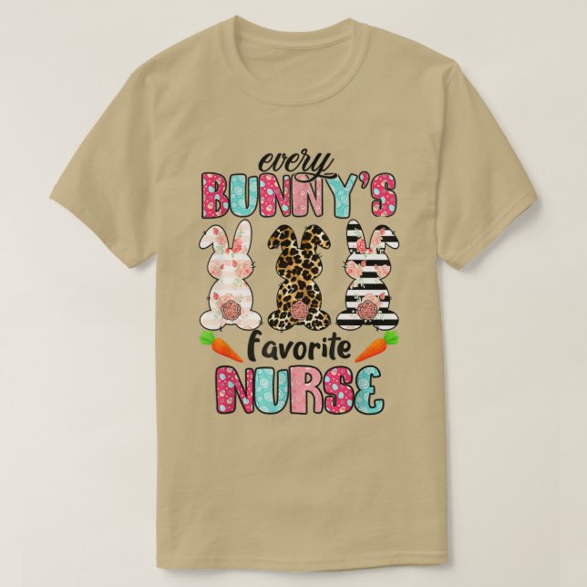 Camiseta Enfermeira Cada Bunnys É Um Enfermeiro Favorito (Frente do Design)