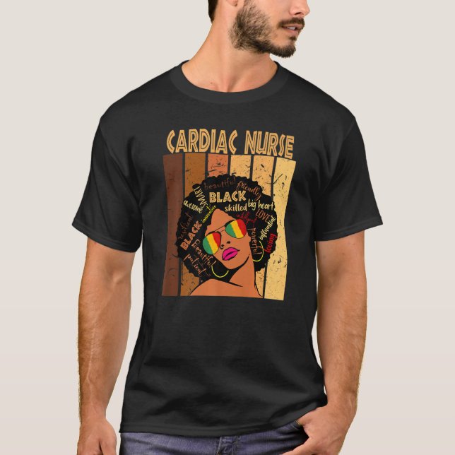 Camiseta Enfermeira Cardíaca História Negra Afro-Americana (Frente)
