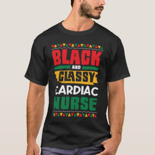 Camiseta Enfermeira cardíaca negra americana e elegante Bla