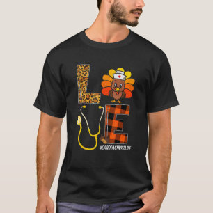 Camiseta Enfermeira Cardíaca Peru Dia de Ação de Graças Amo