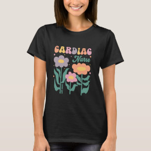 Camiseta Enfermeira Cardíaca Retro Floral Raparigas Groovy