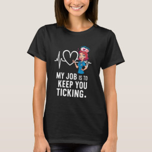 Camiseta Enfermeira Cardíaca Ticking Heart Humor Tee