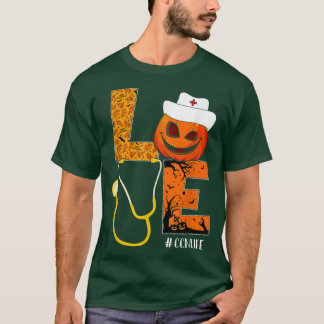 Camiseta Enfermeira CCN Ama Enfermeira Vida Halloween Pumpk