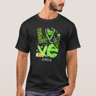 Camiseta Enfermeira Cma Vida Amor Coração Estetoscópio Mãe
