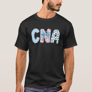 Camiseta Enfermeira CNA Coquette Enfermeira Floral Azul Cor