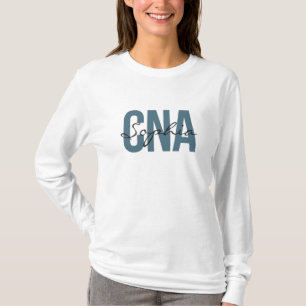 Camiseta Enfermeira CNA Nome Personalizado Tipografia Negri
