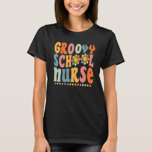 Camiseta Enfermeira Colorida Colorida Daisy de volta à esco