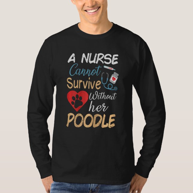 Camiseta Enfermeira com seu Poodle Dog Poodle Mamãe Enferma (Frente)