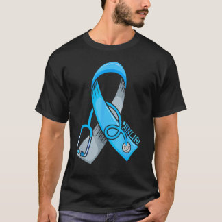 Camiseta Enfermeira Conscientização sobre Diabetes Fita Azu
