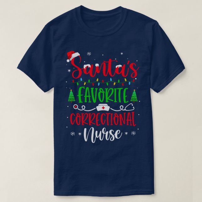 Camiseta Enfermeira Corretiva Favorita Xmas Santa Hat (Frente do Design)