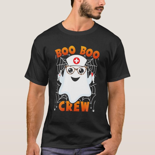 Camiseta Enfermeira da Boo Enfermeira Leopardo Óculos Pregu (Frente)