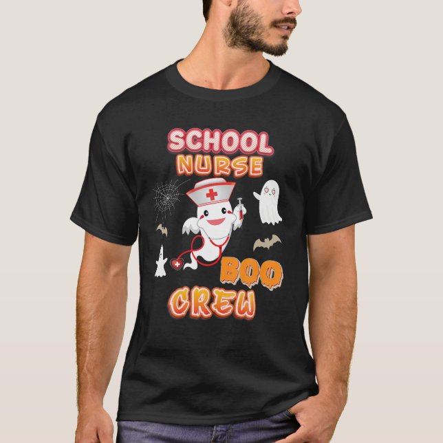 Camiseta Enfermeira da escola Boo Crew Halloween Bruxo Brux (Frente)