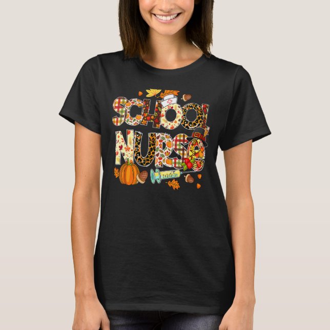 Camiseta Enfermeira da escola Leopard Pilgrim Hat Fall Ação (Frente)