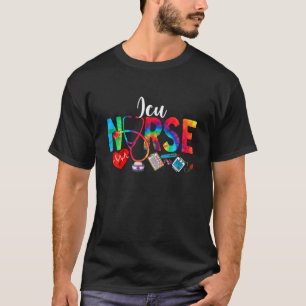 Camiseta Enfermeira da ICU Tie Dye Love Heart Stethoscope R