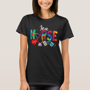 Camiseta Enfermeira da ICU Tie Dye Love Heart Stethoscope R