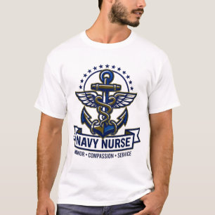Camiseta Enfermeira da Marinha Honra Compaixão Serviço