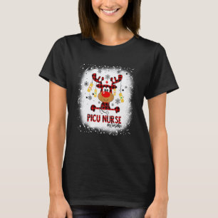 Camiseta Enfermeira da PICU Descolorida Rena Natal Xmas PIC