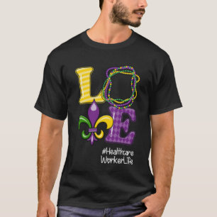 Camiseta Enfermeira da Saúde Mardi Gras Leopard Festiva