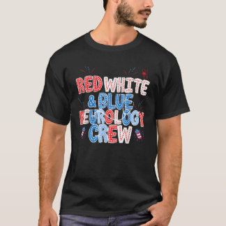 Camiseta Enfermeira Da Tripulação De Neurologia Azul Vermel