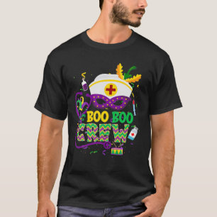 Camiseta Enfermeira da tripulação Mardi Gras Mask Boo Boo B