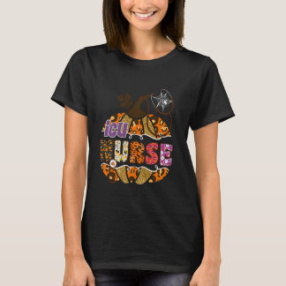Camiseta Enfermeira da UTI Halloween Pumpkin Leopard Cuidad