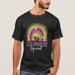 Camiseta Enfermeira da UTI Mardi Gras Máscara e Miçanga Eng