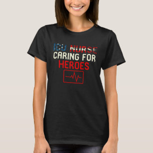 Camiseta Enfermeira da UTI - Pulso de Bandeira Americano Cu