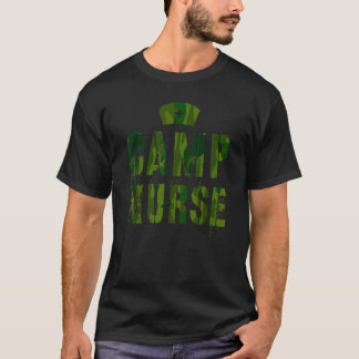 Camiseta Enfermeira de Acampamento Camuflado Saúde Cuidados
