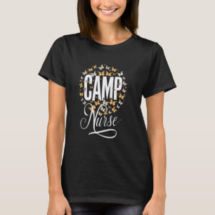 Camiseta Enfermeira de Acampamento de Verão Borboleta Fofa