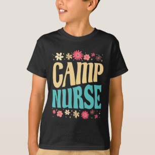 Camiseta Enfermeira de Acampamento Roupa Floral Verão Acamp