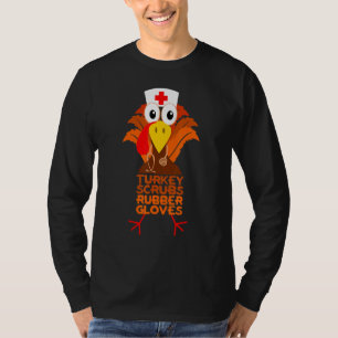 Camiseta Enfermeira de Ação de Graças Turquia esfrega luvas