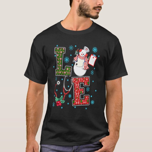 Camiseta Enfermeira de Amor Cute Snowman X Mas Pajama RN (Frente)