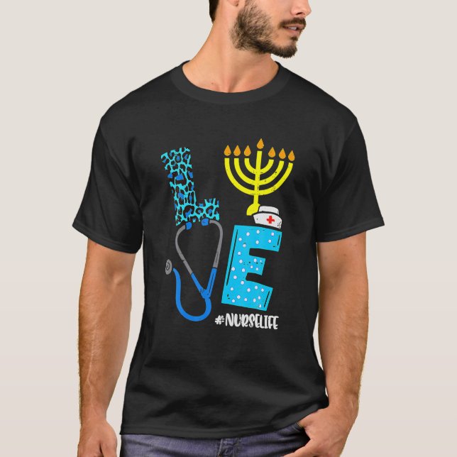 Camiseta Enfermeira de Amor Hanukkah Enfermeiras Judias Cha (Frente)