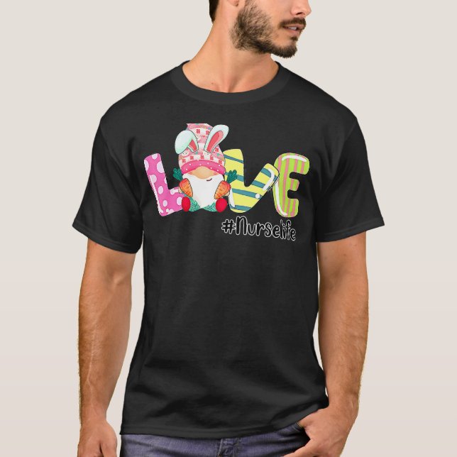 Camiseta Enfermeira de Amor, Stethoscópio Coelho da Páscoa  (Frente)
