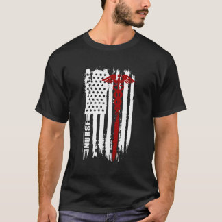 Camiseta Enfermeira de Bandeira Americana Enfermeiras Ameri
