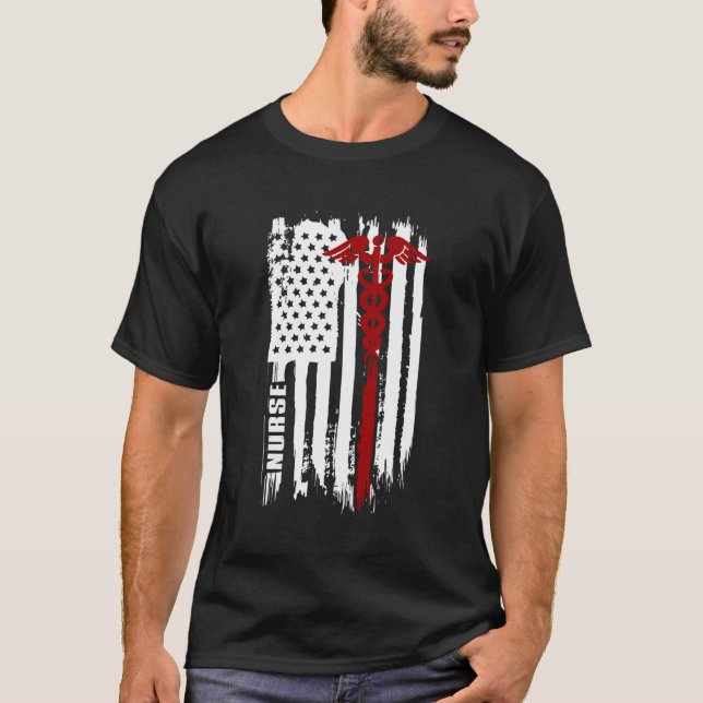 Camiseta Enfermeira de Bandeira Americana Enfermeiras Ameri (Frente)