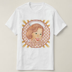 Camiseta Enfermeira de cabelo castanho claro