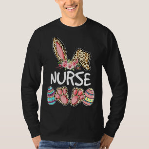 Camiseta Enfermeira de Coelho da Páscoa-Leopardo Enfermeira