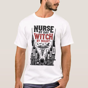 Camiseta Enfermeira De Dia Bruxa De Noite Design De Hallowe