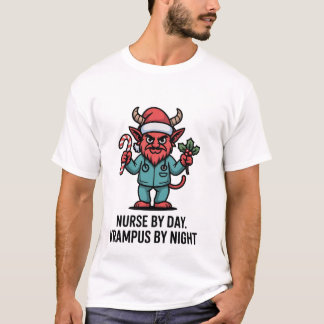 Camiseta Enfermeira de Dia Krampus de Noite Enfermagem Enfe