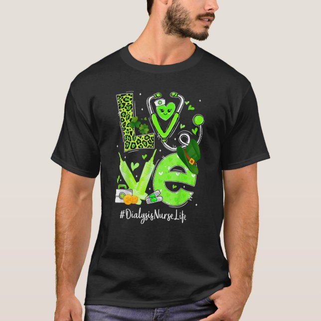 Camiseta Enfermeira de diálise Enfermeira Vida Ama Estetosc (Frente)