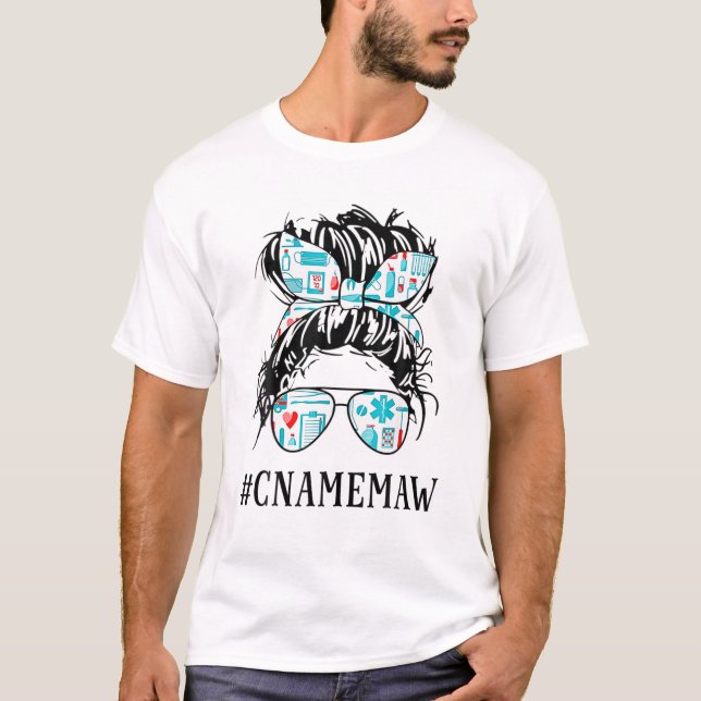 Camiseta Enfermeira de Enfermeira Memaw Hair Bun Mt (Frente)