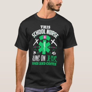 Camiseta Enfermeira de Escola Cristã Jesus Cães e Café Esco