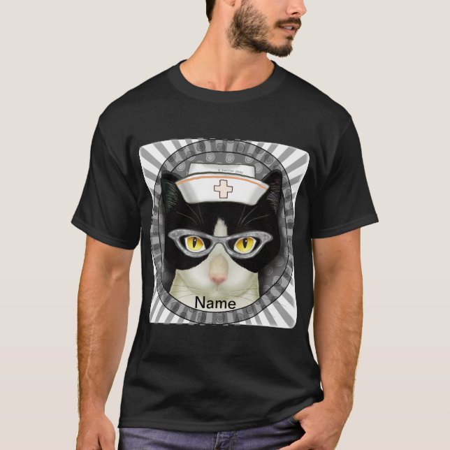 Camiseta Enfermeira de gatos Tuxedo (Frente)
