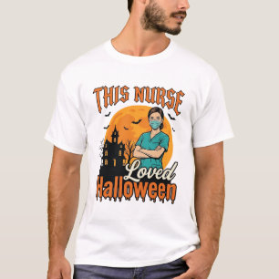 Camiseta Enfermeira de Halloween Adorava o Halloween Vintag