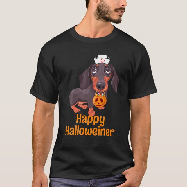 Camiseta Enfermeira de Halloween Dachshund Costume Women Ha (Frente)