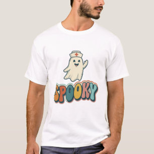 Camiseta Enfermeira de Halloween Fantasma Assustador Retro