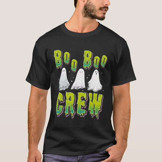 Camiseta Enfermeira de Halloween - Tripulação de Boo-Boo (Frente)